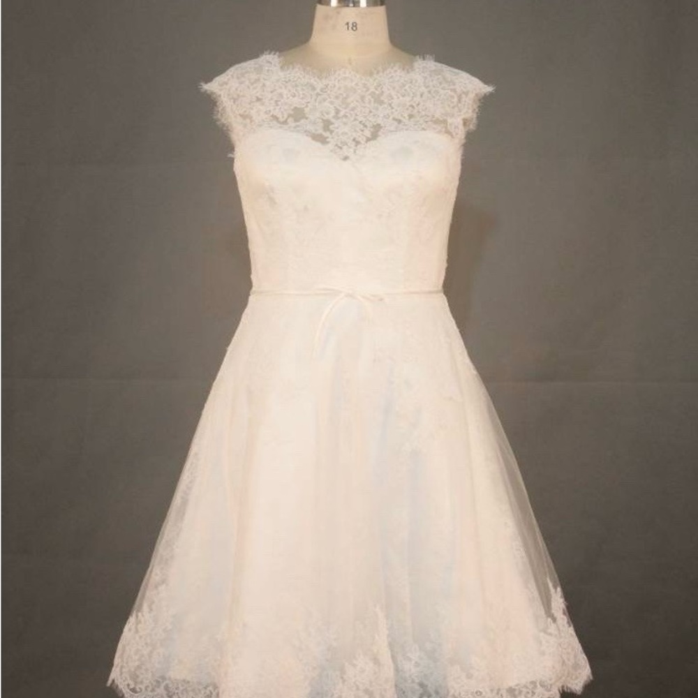 Elegant White Tea Length Lace Dress 2 dresses Bridal Sz 22(18) & Bridal Sz 12(8)